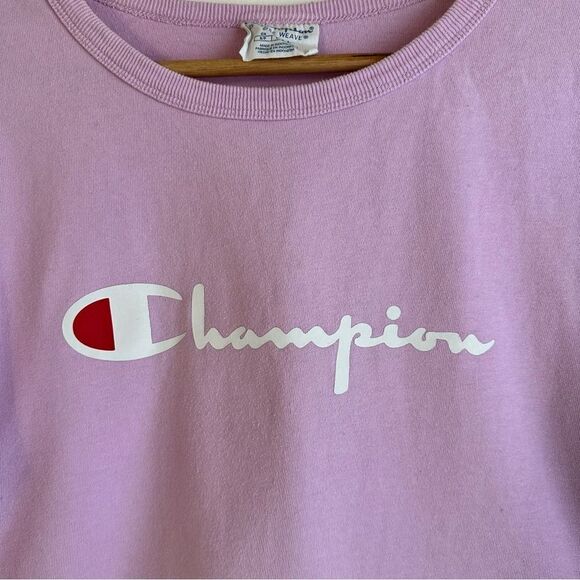 Champion Pink Reverse Weave Logo Cropped T Shirt Size Small - Picture 5 of 5